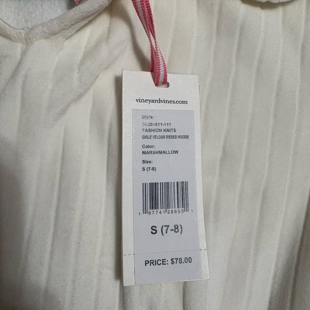 Vineyard Vines Cream Ribbed Hoodie size 7/8 - Picture 4 of 6
